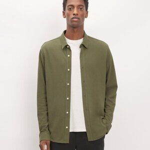 EVERLANE Mens Green Organic Cotton Long Sleeve Pique Button Down Casual Shirt S